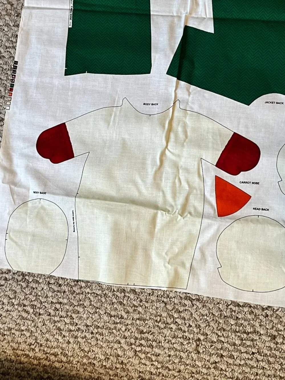 Jack Snow Stuffed Snowman , Cut and Sew Cotton Vintage 1990s Fabric Panel